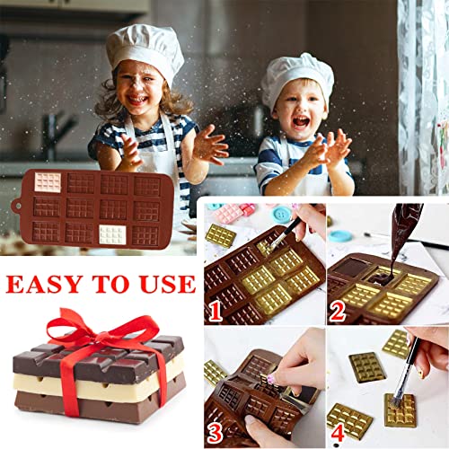 3 Pieces Silicone Break Apart Chocolate Molds, Square Non-Stick Candy Bar Mold, Reusable Protein and Candy Chocolate Mold - color: 3PCS