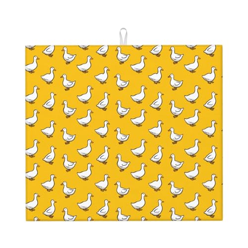 Dish Drying Mat Yellow Duck Pattern Absorbent Microfiber Non Slip Quick Dry Heat Resistant Holiday Decorative Kitchen Counter Mat for Plates Cups Glasses 16x18 Inch - color: D1, size: 16" x 18"