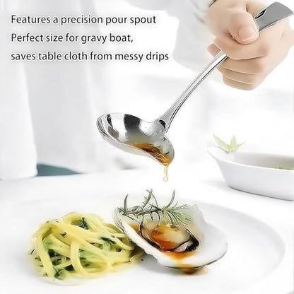 Comicfs Sauce Ladle, 18/10 Stainless Steel Gravy Ladle with Pouring Spout, Sauce Drizzle Spoon, Soup Ladles, Small Serving Gravy Ladles Serving Utensil, Dishwasher Safe, 7.3-Inch - color: Gravy Ladle
