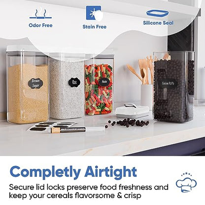 Chef's Path Large Airtight Food Storage Containers with White Lids, Set of 4, 3.2L, 109Oz, Kitchen and Pantry Canisters for Pasta, Cereal, Noodles, and Flour Storage - Transparent - color: Pack of 4 - 3.2L (White)
