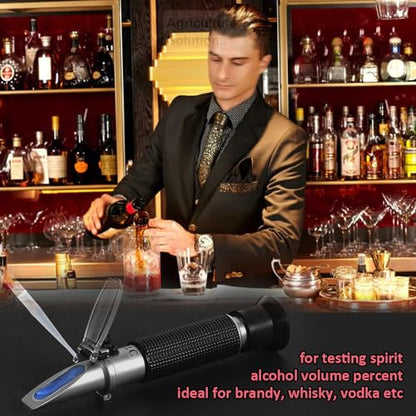 Agriculture Solutions Alcohol Refractometer for Spirit Alcohol Volume Percent Measurement with Automatic Temperature Compensation (ATC), Range 0-80% v/v.