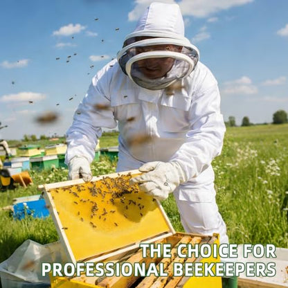 POLLIBEE 35Pcs Beekeeping Supplies Starter Kit with Bee Suit,Smoker & Frame Holder, Complete Bee Hive Tools Set with Oxford Bag for Beginner Beekeepers Men Women (XL)