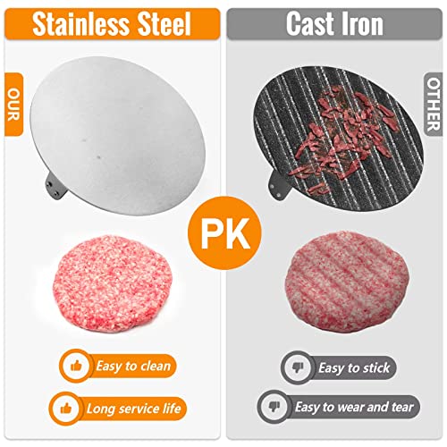 HULISEN Heavy-Duty Burger Press & Melting Dome Set, 8.5 Inch Round Stainless Steel Bacon Press with Wooden Handle, 12 Inch Basting Cover, Griddle Accessories Kit for Flat Top Grill Indoor/Outdoor - size: 8.5 Inch Round Press + Melting Dome