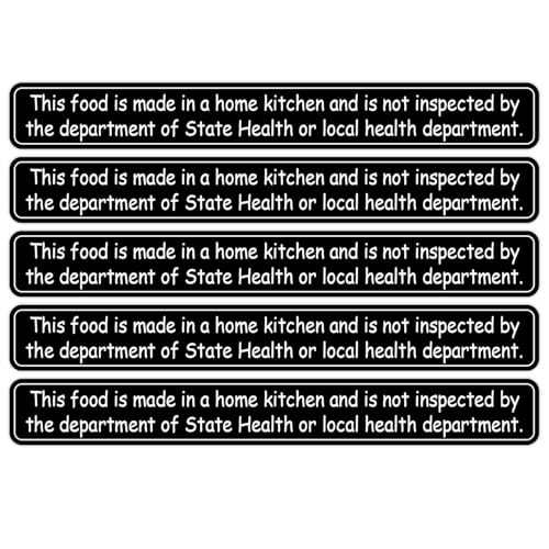 Home Kitchen Food Safety Labels Food is Made in a Home Kitchen Stickers, 100 PCS, Not Health Department Inspected Disclaimer Stickers (Black) - color: Black