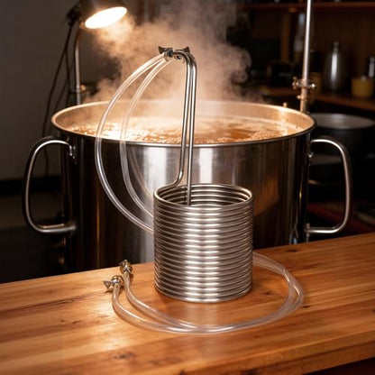 1/2" X 50Ft 304 Wort Chiller, Food Grade Stainless Steel Immersion Chiller Coil with 2X 6.5Ft Transparent Pipes, Home Water Chiller for Ice Bath Beer Brewing Water Cooler Equipment
