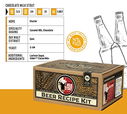 Craft a Brew - Beer Recipe Kit - Chocolate Milk Stout - Home Brewing Ingredient Refill - Beer Making Supplies - Includes Hops, Yeast, Malts, Extracts - 5 Gallons - color: Chocolate Milk Stout
