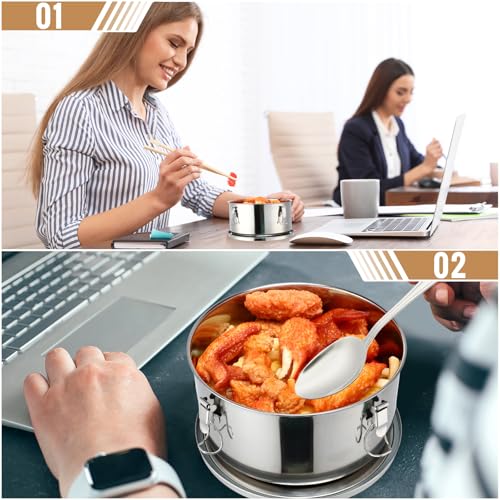 4 Pcs Stainless Steel Bento Box Bulk 74 oz Reusable 304 Stainless Steel Food Storage Containers with Lockable Clips to Leak Proof, Dishwasher Safe - size: 74 oz
