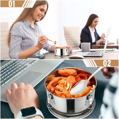 4 Pcs Stainless Steel Bento Box Bulk 74 oz Reusable 304 Stainless Steel Food Storage Containers with Lockable Clips to Leak Proof, Dishwasher Safe - size: 74 oz