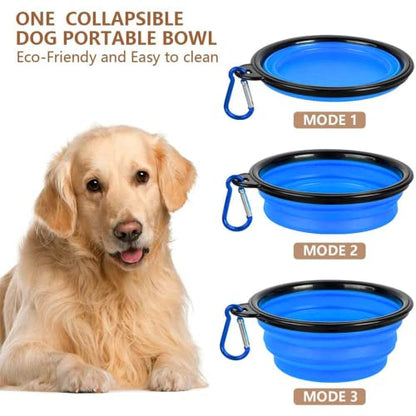 TIOVERY Dog Food Storage Container, 5-7 Lbs Airtight Pet Food Container, Cat food Container Dispenser with Portable Handle, Pouring Spout and a Collapsible bowl for Dogs Cats Navy Blue/6Qt - color: Blue 6Qt