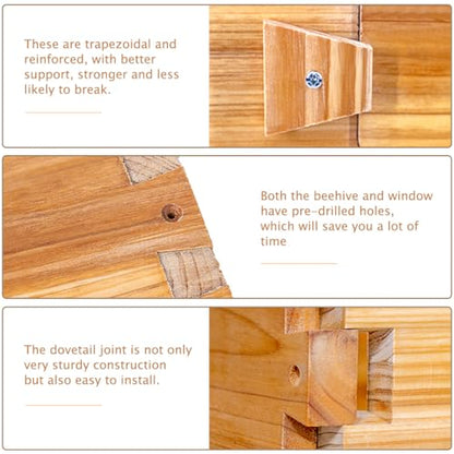 BeeCastle 8 Frame Medium Bee Hive Box, Langstroth Beehive Box Beeswaxed Coated Complete Medium Honey Bee Hive Bee Box with Beehive Frames and Beeswaxed Foundations (Unassembled) - size: 1 Super Box