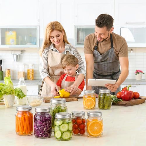Glass Mason Jars, 2 Pack 32oz Clear Glass Regular Mouth Quart Canning Jars with Lids for Sealing, Ideal for Food Storage, Snacks, Candies, Jam, Honey, Wedding, Shower Favors, DIY Projects