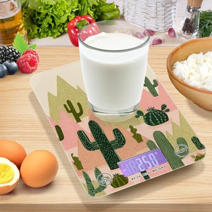 Food Scale Kitchen Scale Food Weight Scales Digital Weight Grams and Ounces Small Electronic Food Scale for Baking Cooking Boho Cacti Mountains Sun - color: Boho Cacti Mountains Sun