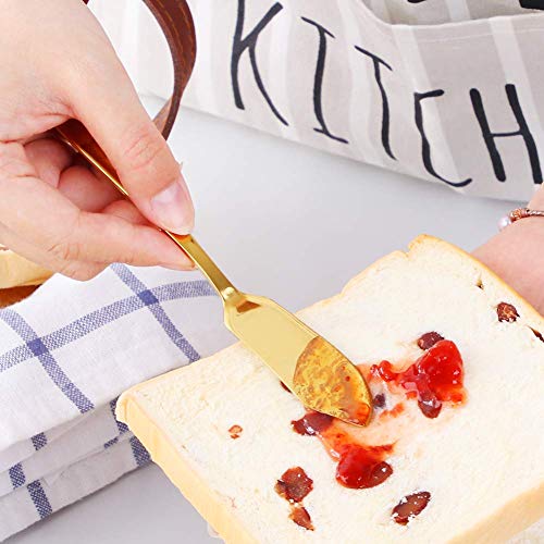 Baikai Stainless Steel 18/10 Cheese Desert Knives, Set of 4, Gold Breakfast Butter Knife, Slicer Sandwich Spreader - color: Gold cheese knives