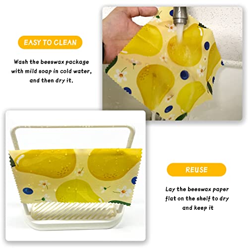 Reusable Beeswax Wrap - 9 Pack, Beeswax Wraps for Food, Eco-Friendly Beeswax Food Wrap, Organic, Sustainable, Biodegradable, Zero Waste, Plastic-Free Food Storage (1L Orange | 3M Lemon | 5S Pear) - size: 1L Orange | 3M Lemon | 5S Pear
