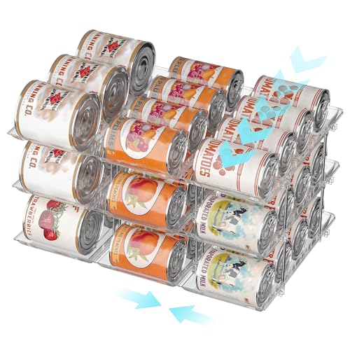 Can Organizer for Pantry Soda Can Organizer Automatic Rolling Food Pantry Storage Rack Can Dispenser for Fridge Holds 36 Cans, Fits 5.8-Inch Soda and Can, Set of 9 - size: 3 Tiers*3