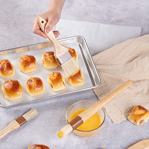 Restaurantware Pastry Tek 2 inch Wide Buttering Brush 1 Boar Bristle Pastry Brush - Hardwood Handle Built-In Hanging Hole Wood Basting Brush Sturdy Ferrule For Glazing And Basting - size: 8 3/4"