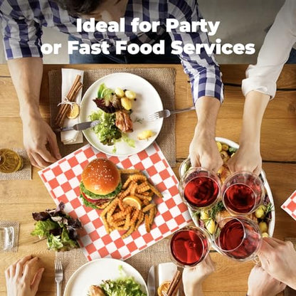 Fit Meal Prep [250 Sheets] 12x12" Deli Paper, Red and White Checkered Dry Waxed Paper for Food Basket, Sandwich Wrapping, Picnic, Burgers - color: Red Checkered