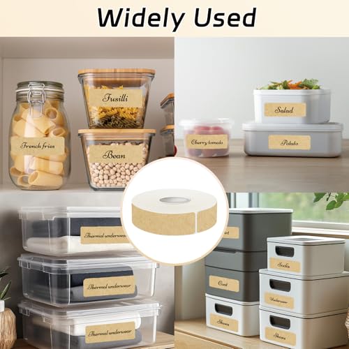 500PCS Kraft Label Stickers Removable Brown Labels Writable Gift Labels, Self-Adhesive Brown Labels (Each Measures 1x 3 inch) - color: Kraft, size: 1 x 3 Inch
