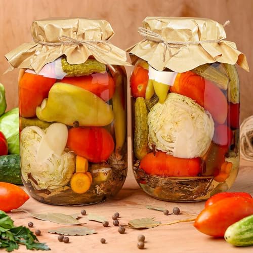 Qianfenie Glass Jars with Airtight Lids, 2 Pack Large Mason Jars with Replacement Silicone Seal, 1 Gallon Heavy-duty Food Storage Container for Fermentation, Pickling Eggs, Canning, Sun Tea, Snack