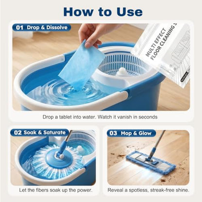 100PCS Multi Effect Floor Cleaner Sheets & Tablets, 2026 Upgraded Multiple Effect The Floor Clean Tablets for Mopping, Dissolvable Deep Cleaning Floor Sheet for Hardwood Laminate Tile Vinyl, Lavender