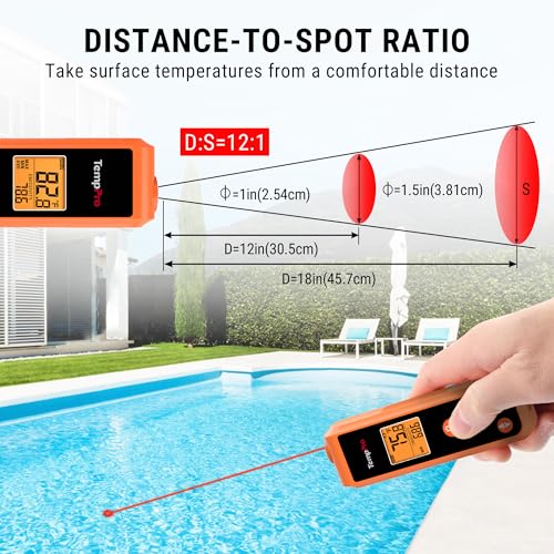 TempPro TP410 Infrared Thermometer Gun Non-Contact Laser Thermometer Gun for Cooking, Temperature Gun with Range -58℉~1022℉ for Pizza Oven Accessories, Griddle, HVAC, Engine, Gift for Dad Him Husband - style: IR Thermometer with Laser
