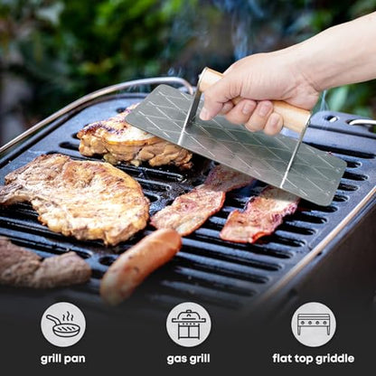 Stanbroil Stainless Steel Bacon Press for Griddle, 9” x 4.5”Rectangular Grill Press BBQ Professional Griddle Accessories, Non-Stick Burger Smasher for Flat Top Cooking