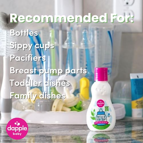 Dapple Baby Fragrance-Free Baby Bottle & Dish Soap - (2 Pack) 3 fl oz - Plant-Powered Cleaner for Bottles, Pump Parts, and Sippy Cups - Travel Size - size: 3 Fl Oz (Pack of 2)