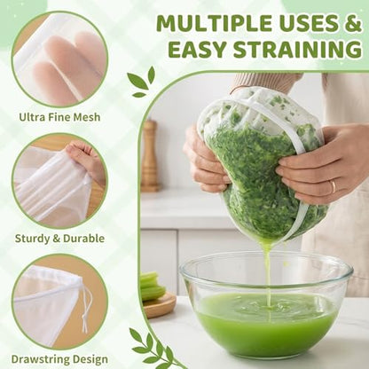 Cheesecloth for Straining, Reusable Cheese Cloth Bags with Ultra Fine Mesh, 6 Pack Cheesecloth Bags for Straining, 15.7 Inch Food Filtering Cheese Cloths