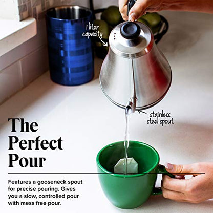 Gooseneck Electric Kettle with Temperature Control - 0.8L Stainless Steel & BPA Free Plastic - Custom Temp Presets for Teas & Coffee - Keep Warm Option - style: Temperature Control & Presets