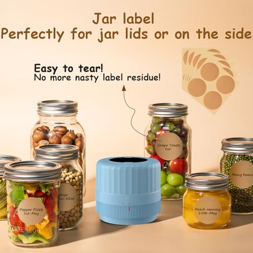 HTPOW Mason Jar Vacuum Sealer, Auto Sealing for Regular and Wide Mouth Jars | Meal prep, food storage, one-touch operation, regular and wide mouth jars, 1300mAh battery, reusable lids - color: Blue