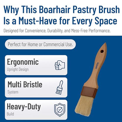 SPARTA Kitchen Basting Brush – 4037300 Basting Brush for Cooking Flat Boar Bristle Brush, Hardwood Handle for Kitchens, Restaurants, Catering, High Heat Food Prep, 1.5in, Pack of 12 - size: 8.25" x 1.5" (Pack of 12)
