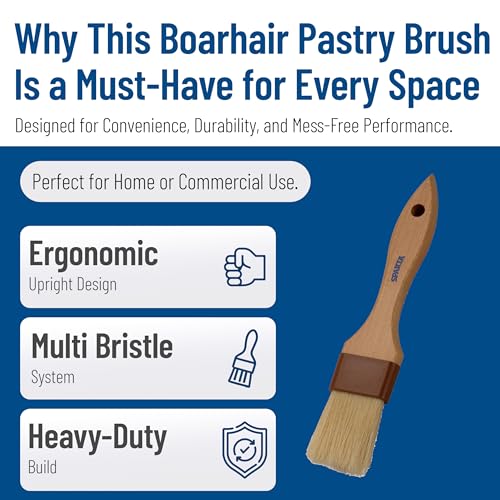 SPARTA Kitchen Basting Brush – 4037300 Basting Brush for Cooking Flat Boar Bristle Brush, Hardwood Handle for Kitchens, Restaurants, Catering, High Heat Food Prep, 1.5in, Pack of 12 - size: 8.25" x 1.5" (Pack of 12)