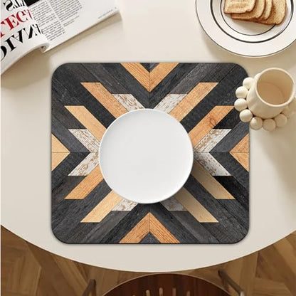 Boho Western Dish Drying Mat - Southwestern Aztec Tribal Absorbent Dish Drying Mat for Kitchen Counter, Coffee Maker Mat for Countertops, Dish Rack Drainer Mat, 16x17.5 Inch -3