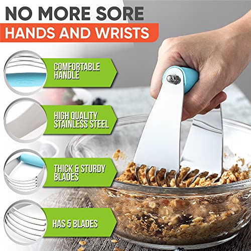 Spring Chef Dough Blender, Top Professional Pastry Cutter, Heavy Duty Baking Tool with Stainless Steel Blades, Medium Size, Aqua Sky - color: Blue (Aqua Sky), size: 3" Medium