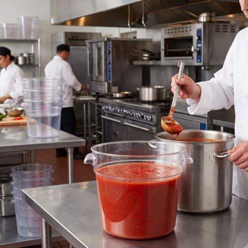 TrueCraftware- 18 Quart Clear Round Food Storage Container Polycarbonate- Commercial Reusable Food Container Canister with Measurement Markings for Meal Prep Pantry Kitchen - size: 18 Quart