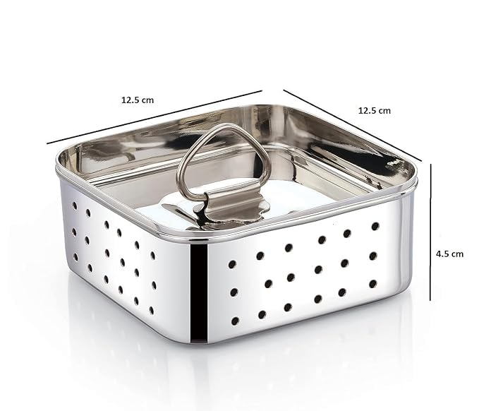 Eternals Stainless Steel Paneer Maker Mould Medium Size, Paneer Press With Lid, Tofu Press Mould Maker, Whey Seperator (Square, 450ml Capacity)