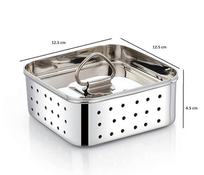 Eternals Stainless Steel Paneer Maker Mould Medium Size, Paneer Press With Lid, Tofu Press Mould Maker, Whey Seperator (Square, 450ml Capacity)