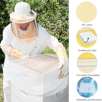 2 Pack Beehive Mesh Transport Bag, 35 × 37 Inch Breathable Bee Hive Nuc Box Package Net Bag with Drawstring Beekeeping Supplies for Beekeeping Starter Transport Bee Box - color: White-2