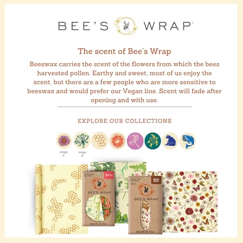 Bee's Wrap Beeswax Wraps for Bread - Beeswax Bread Wrap for Sourdough & Bread Storage - Plastic Free Made in USA Reusable Natural Food Wrap - Garden Party - color: Garden Party