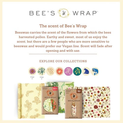 Bee's Wrap Beeswax Wraps for Food - Cut to Size 14x52" Beeswax Wrap Roll - Plastic Free Made in USA Reusable Natural Food Wrap - Garden Party - style: Garden Party