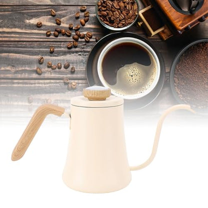 Coffee Kettle 600ML 304 Stainless Steel Gooseneck Pour Over Pot with Thermometer Lid and Anti - Scald Handle - Precise Water Control for Home Brewing and Camping