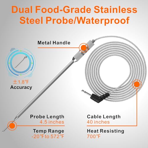 Dual Probe Digital Meat Thermometer - Waterproof, Rechargeable, Bright LCD, Magnetic, Suitable for BBQ, Grill, Smoker, and Oven - color: Black