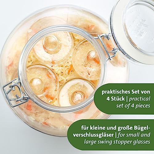 Westmark Fermentation Weights - Fermentation Set of 4 Fermentation Weights for Fermentation, Glass Weights in Two Sizes, Accessories for Fermentation - Glass, Diameter 7 cm, Pack of 4 - size: Ø 7 cm