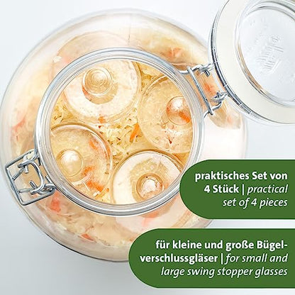 Westmark Fermentation Weights - Fermentation Set of 4 Fermentation Weights for Fermentation, Glass Weights in Two Sizes, Accessories for Fermentation - Glass, Diameter 7 cm, Pack of 4 - size: Ø 7 cm