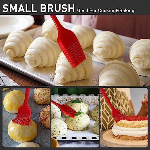 Begonia Silicone Basting Pastry Brush-2pcs Heat Resistant Cooking Brush for Oil, Sauce, Butter, BBQ, Grill and Marinade, BPA Free, Dishwasher Safe （Red） - color: Red