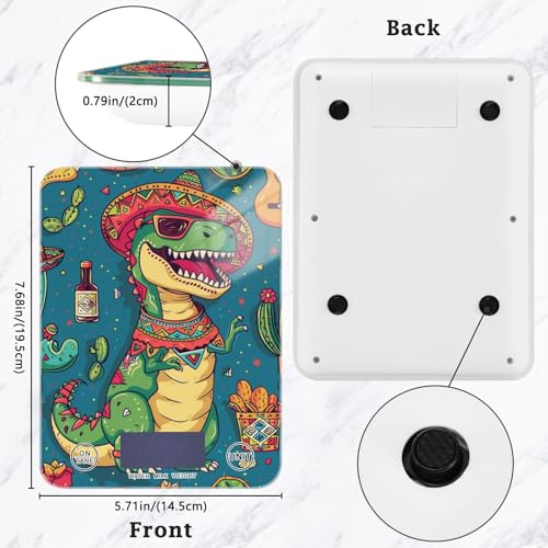 Blue Dinosaur Cactus Food Scale Kitchen Digital Scale Food Ounces and Grams Dieting Baking Cooking Waterproof Glass Panels LCD Display,4 Units Tare Function - color: Blue Dinosaur Cactus