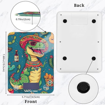 Blue Dinosaur Cactus Food Scale Kitchen Digital Scale Food Ounces and Grams Dieting Baking Cooking Waterproof Glass Panels LCD Display,4 Units Tare Function - color: Blue Dinosaur Cactus