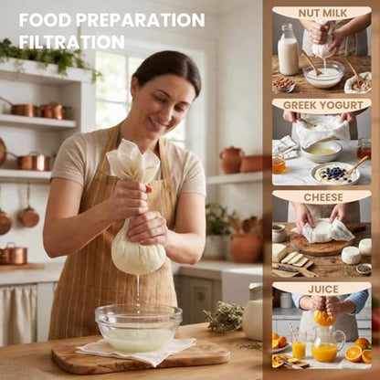 Cheese Cloth Bag - Straining & Cooking Cotton Strainer | 6 Pieces Fine Mesh Unbleached Cotton Straining Cloth For Juicing Soy Milk Yogurt Making Diy Drinks Crafts