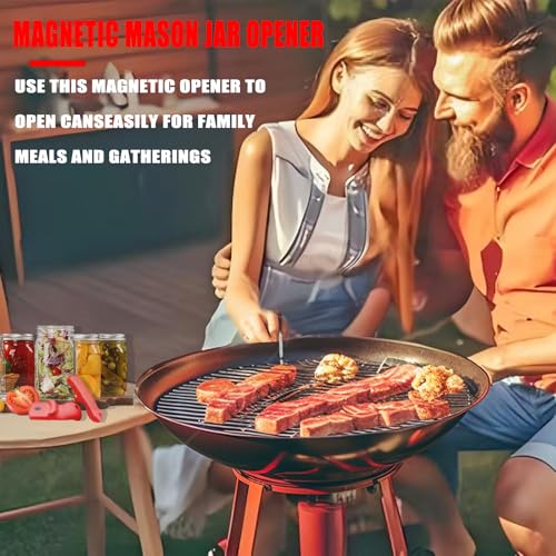 Canning Jar Opener, Mason Jar Opener Canning Tool, Releases Vacuum Seal on Wide Mouth and Regular Mouth Lids,Magnetic Jar Lid Lifter for Canning.Ideal for Preserving, Pickling and Home Food Storage - color: Red