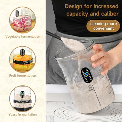 50 oz Large Sourdough Starter Jar Glass - Wide Mouth Sourdough Starter Kit with Lid for Beginners with Spatula, Feeding Instructions & Recipes (1 Pack) - size: Big- 1 Jar